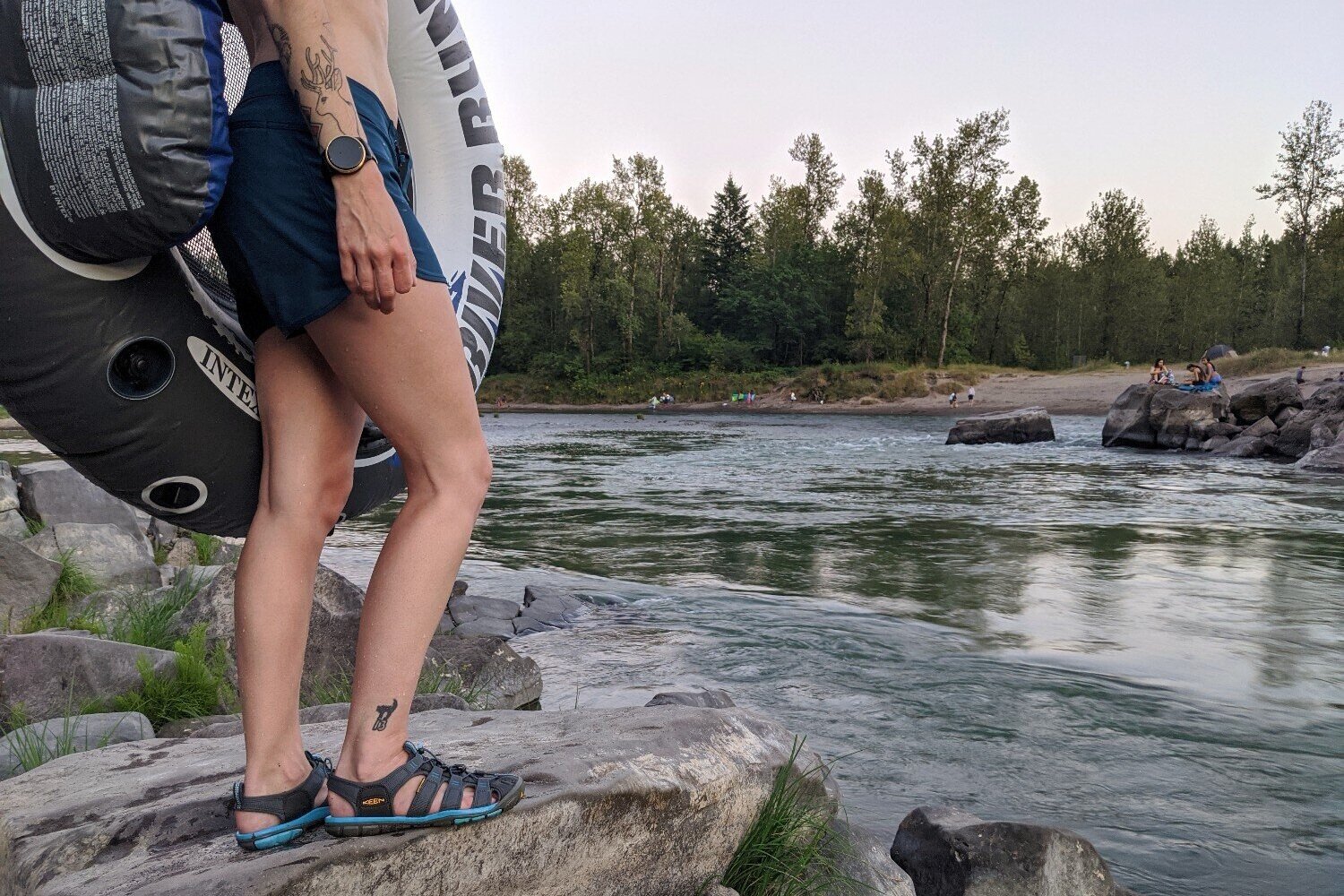 Rockin’ the lightweight and quick-drying KEEN Clearwater CNX for a river float.
