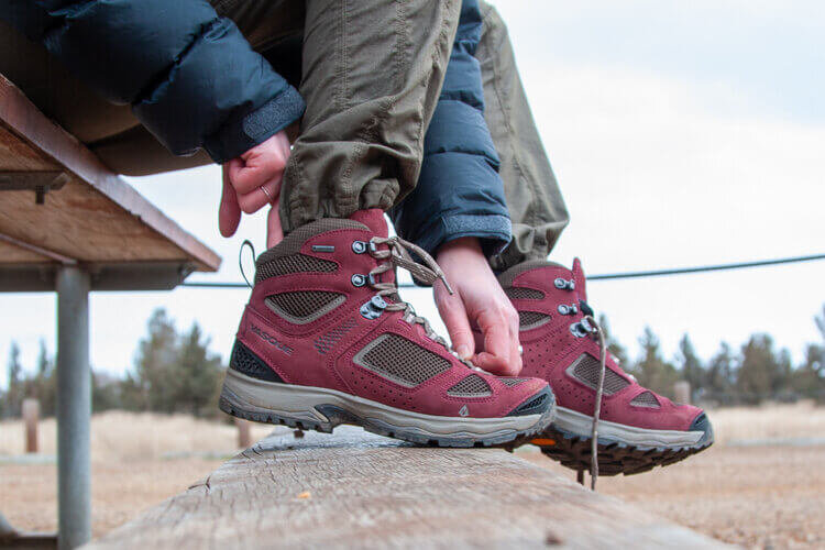 Checking the fit on the Vasque Breeze.